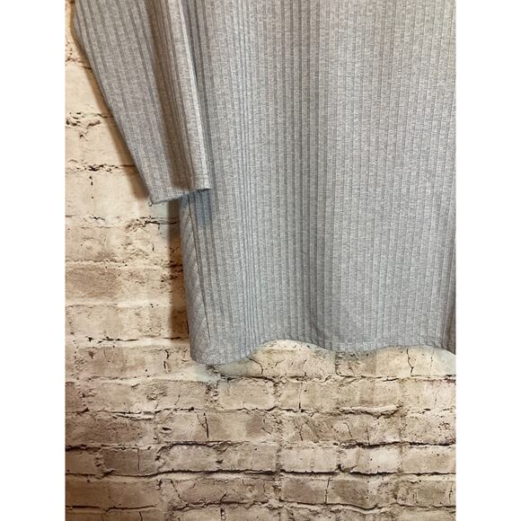 Marla Wynne Top Womens Medium Light Gray Ribbed Long Sleeve Capsule Minimalist - Picture 2 of 13
